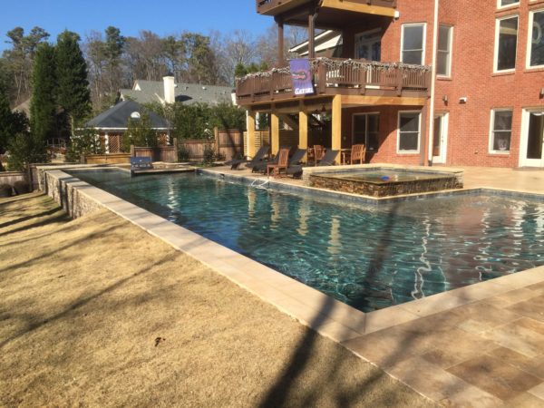 Custom straight line pool with clean lines.