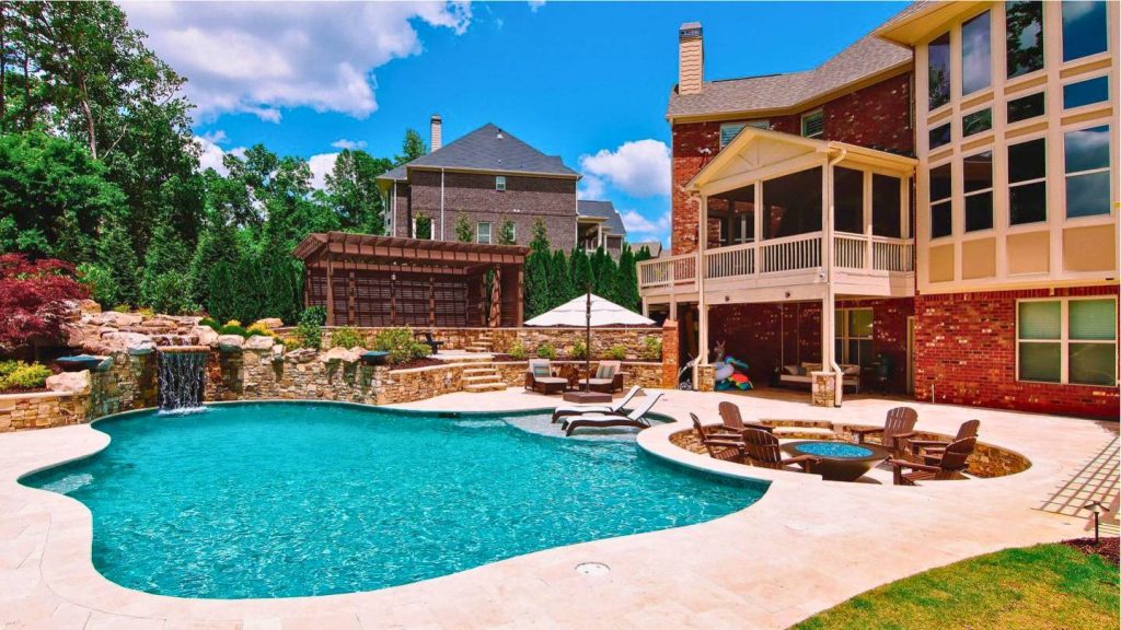 Backyard Pool with Custom Features