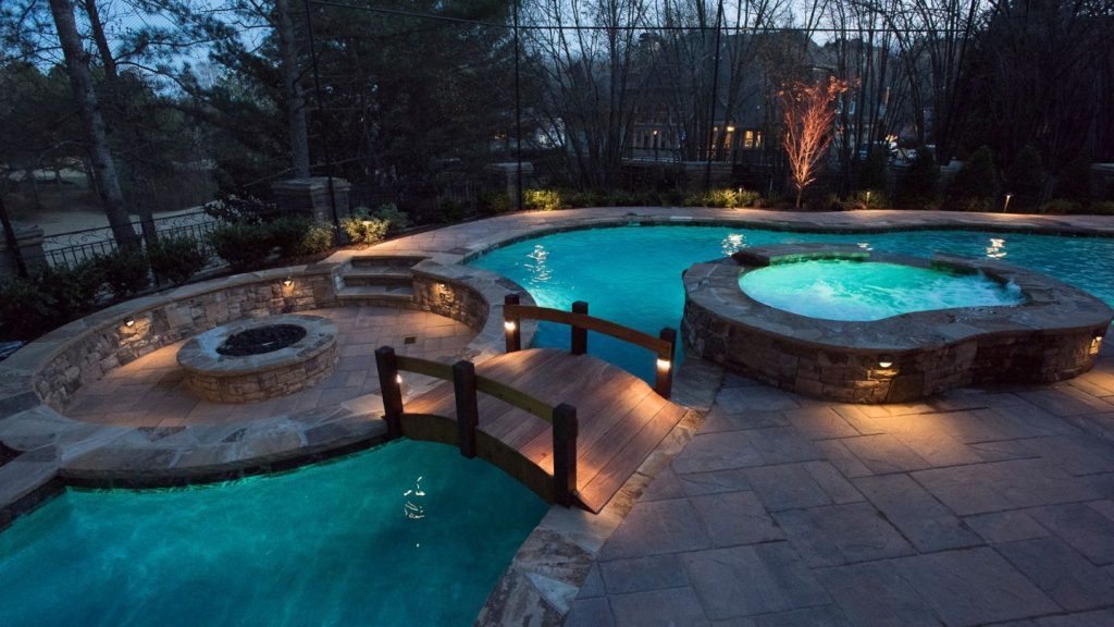 Pool with Hot Tub and Fire Pit