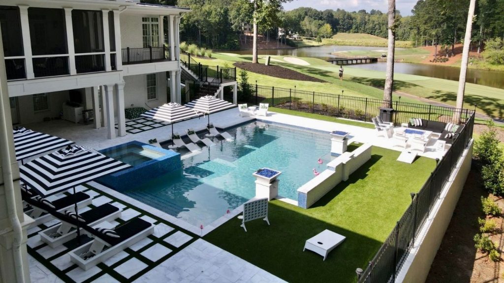 Modern Poolside with Golf Course